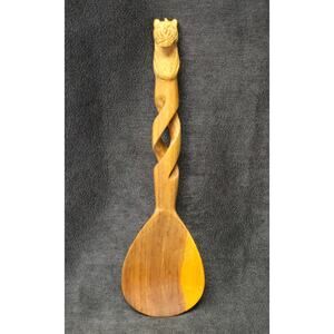 Vintage African Hand Carved Cheeta Large Wooden Spoon